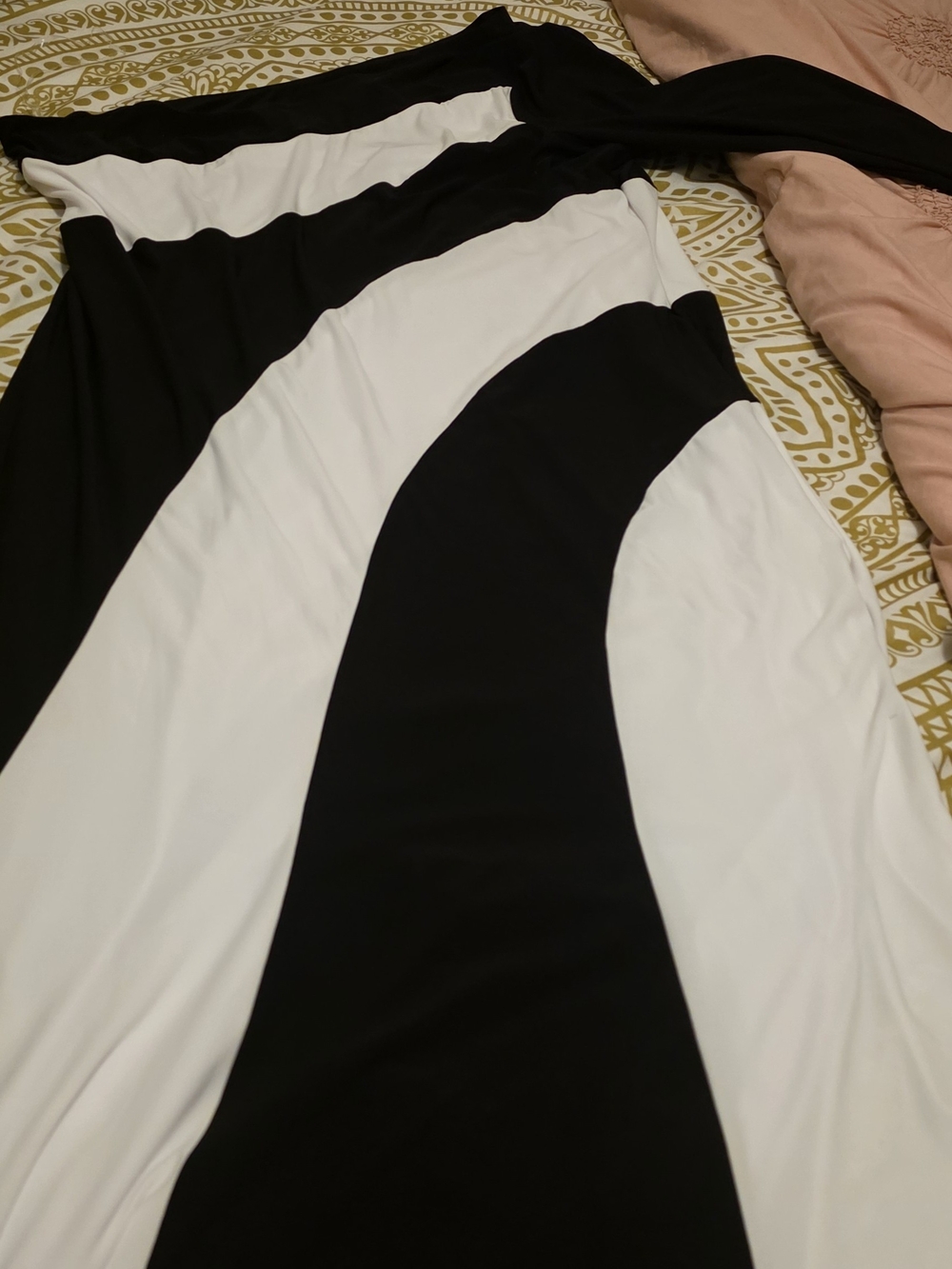 Fashion Nova Black & White One Sleeve  Maxi Gown
